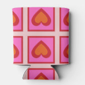 Roze Hart Checkerboard Retro Controles Blikjeskoeler (Achterkant)
