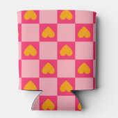Roze Hart Checkerboard Retro Controles Blikjeskoeler (Achterkant)