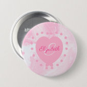 Roze Hart Chic Monogram Eerste Letter Ronde Button 7,6 Cm (Voorkant /achterkant)