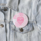Roze Hart Chic Monogram Eerste Letter Ronde Button 7,6 Cm (In situ)