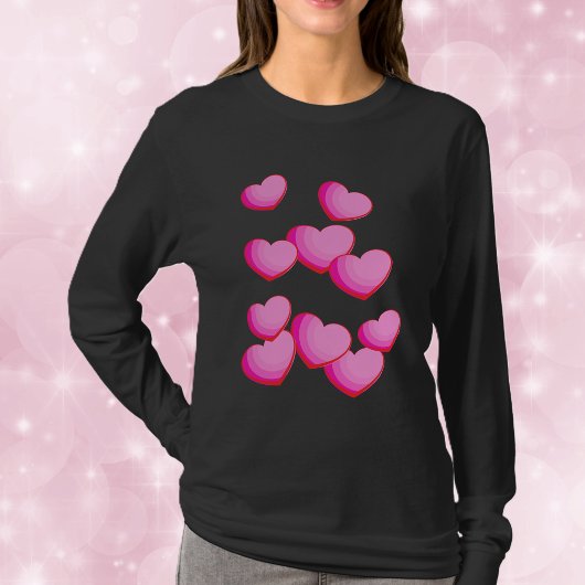 Roze Hart Cluster Valentijn T-shirt