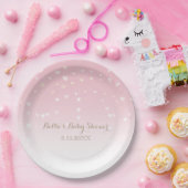 Roze Hart Confetti Baby shower Papieren Bordje (Feest)