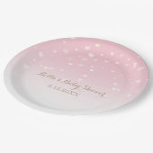 Roze Hart Confetti Baby shower Papieren Bordje (Gekanteld)