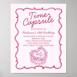 Roze Hart Coquette Cake Verjaardag Tijd Capsule Poster