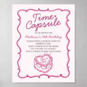 Roze Hart Coquette Cherry Cake Bday Time Capsule Poster (Voorkant)