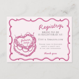 Roze Hart Coquette Cherry Cake Registry Insert Informatiekaartje