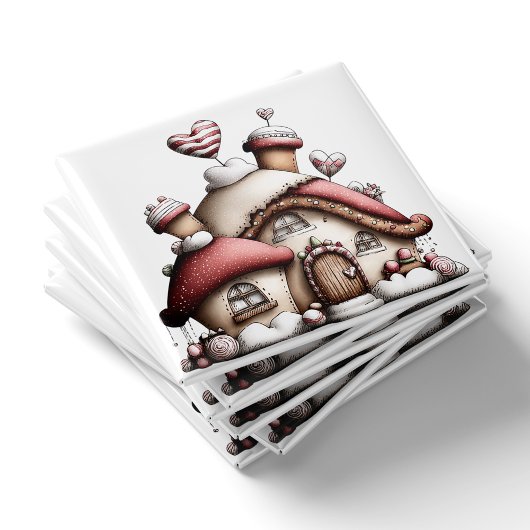 Roze Hart Cottage Kerstmagneet Magneet