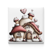 Roze Hart Cottage Kerstmagneet Magneet