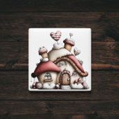 Roze Hart Cottage Kerstmagneet Magneet