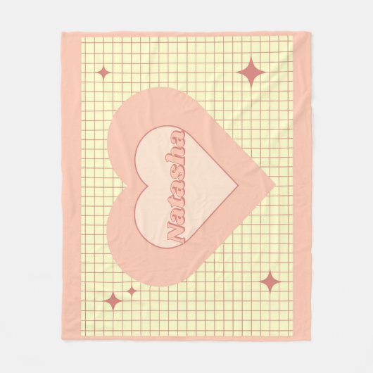 Roze Hart Cream Geruite Valentijnsdag Gift Fleece Deken (Voorkant)