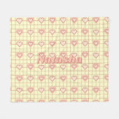 Roze Hart Cream Geruite Valentijnsdag Gift Fleece Deken (Voorkant (Horizontaal))