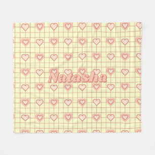 Roze Hart Cream Geruite Valentijnsdag Gift Fleece Deken