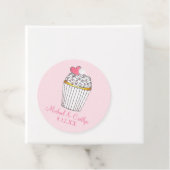 Roze Hart Cupcake Bruids Baby shower Bruiloft Bedankjes Labels (In situ)