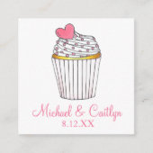 Roze Hart Cupcake Bruids Baby shower Bruiloft Informatiekaartje (Voorkant)