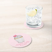 Roze Hart Cupcake Bruids Baby shower Bruiloft Ronde Kartonnen Onderzetter (Insitu)