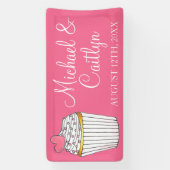 Roze Hart Cupcake Bruids Baby shower Bruiloft Spandoek (Verticaal)