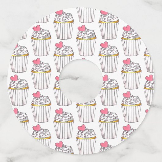 Roze Hart Cupcake Bruids Baby Shower Feest Wijnglaslabel (Achterkant)
