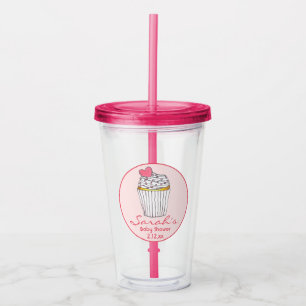 Roze Hart Cupcake Bruiloft Baby Shower Favor Acryl Drinkbeker