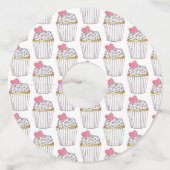 Roze Hart Cupcake Bruiloft Baby Shower Feest Wijnglaslabel (Achterkant)