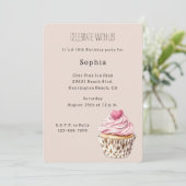 Roze Hart Cupcake Luipaard Verjaardag Crème Kaart (Staand voorkant)