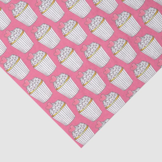 Roze Hart Cupcake Sprinkels Dessert Love Tissuepapier (Detail)