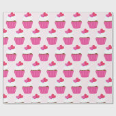 Roze Hart Cupcake Valentijnsdag Cadeau Cadeaupapier (Vlak)