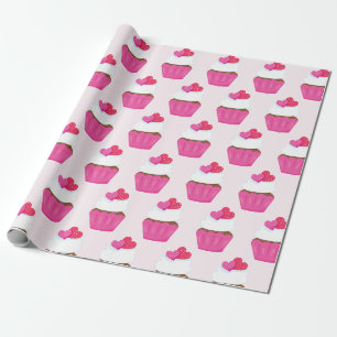 Roze Hart Cupcake Valentijnsdag Cadeau Cadeaupapier