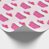 Roze Hart Cupcake Valentijnsdag Cadeau Cadeaupapier (Hoek)