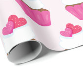 Roze Hart Cupcake Valentijnsdag Cadeau Cadeaupapier (Rol Hoek)