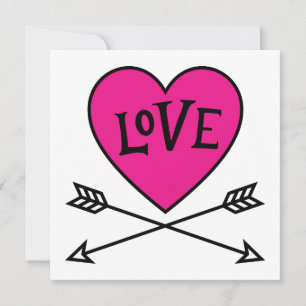 Roze Hart Cupido's Boog LOVE Platte Kaart