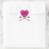 Roze Hart Cupido's Boogjes LIEFDE Vierkante Sticker (Tas)