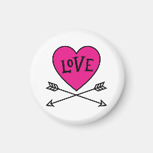 Roze Hart Cupido's Boogjes LOVE Magneet