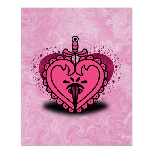 Roze Hart  Custom Perfect Poster (Voorkant)