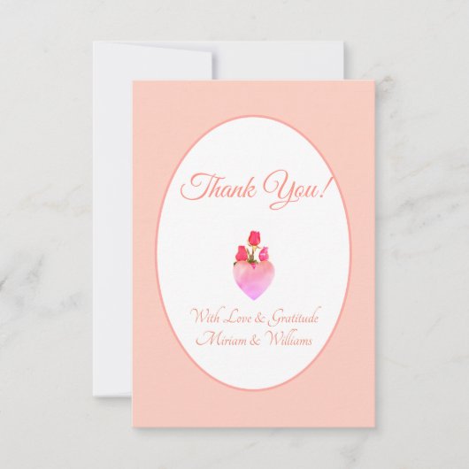 Roze Hart Dank u Bedankkaart (Voorkant)