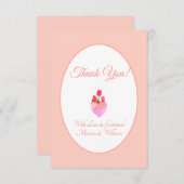 Roze Hart Dank u Bedankkaart (Voorkant / Achterkant)