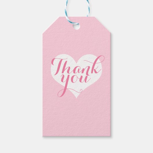 Roze hart dank u cadeau labels cadeaulabel (Voorkant)