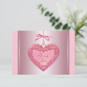 Roze Hart Dank u kaarten (Staand voorkant)