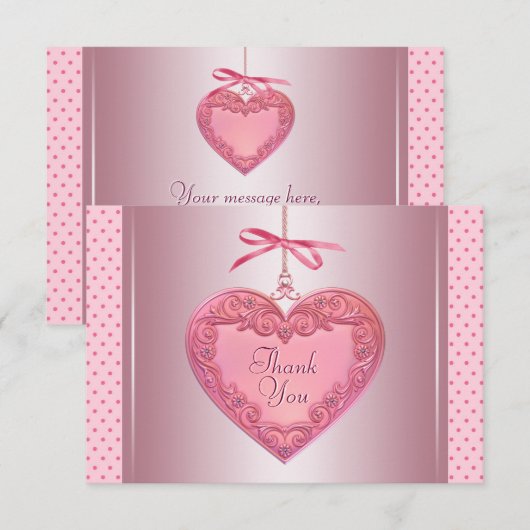 Roze Hart Dank u kaarten (Voorkant / Achterkant)