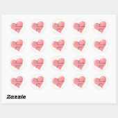 Roze hart dank u ronde sticker (Vel)