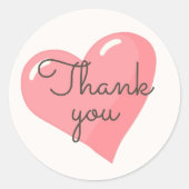 Roze hart dank u ronde sticker (Voorkant)