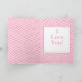 Roze hart dat ik van je hou! Gelukkig Valentijnsda Feestdagen Kaart (Binnen)