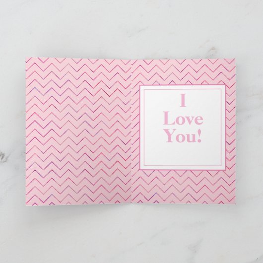 Roze hart dat ik van je hou! Gelukkig Valentijnsda Feestdagen Kaart (Binnen)