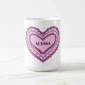 Roze Hart Design Mok voor Meisjes, Custom Name Cup (Center)