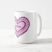 Roze Hart Design Mok voor Meisjes, Custom Name Cup (Voorkant rechts)