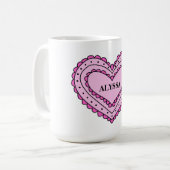 Roze Hart Design Mok voor Meisjes, Custom Name Cup (Voorkant links)
