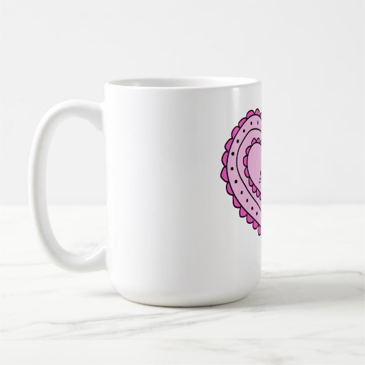 Roze Hart Design Mok voor Meisjes, Custom Name Cup (Links)