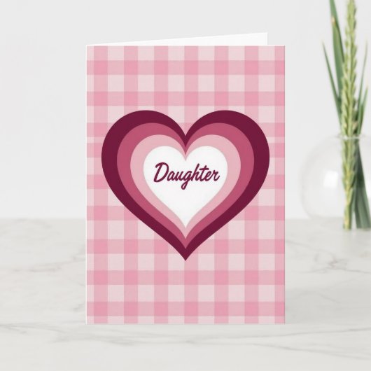 Roze Hart Dochter Dag Kaart (Voorkant)