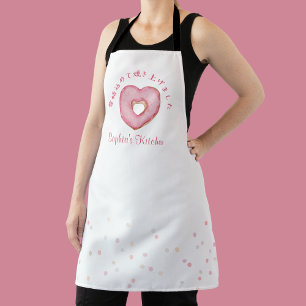 Roze Hart Donut Waterverf Cute Bakken Schort