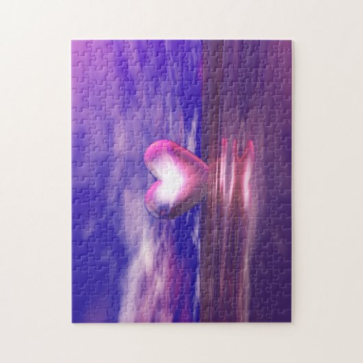 Roze hart drijvend legpuzzel (Verticaal)