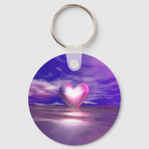 Roze hart drijvend sleutelhanger